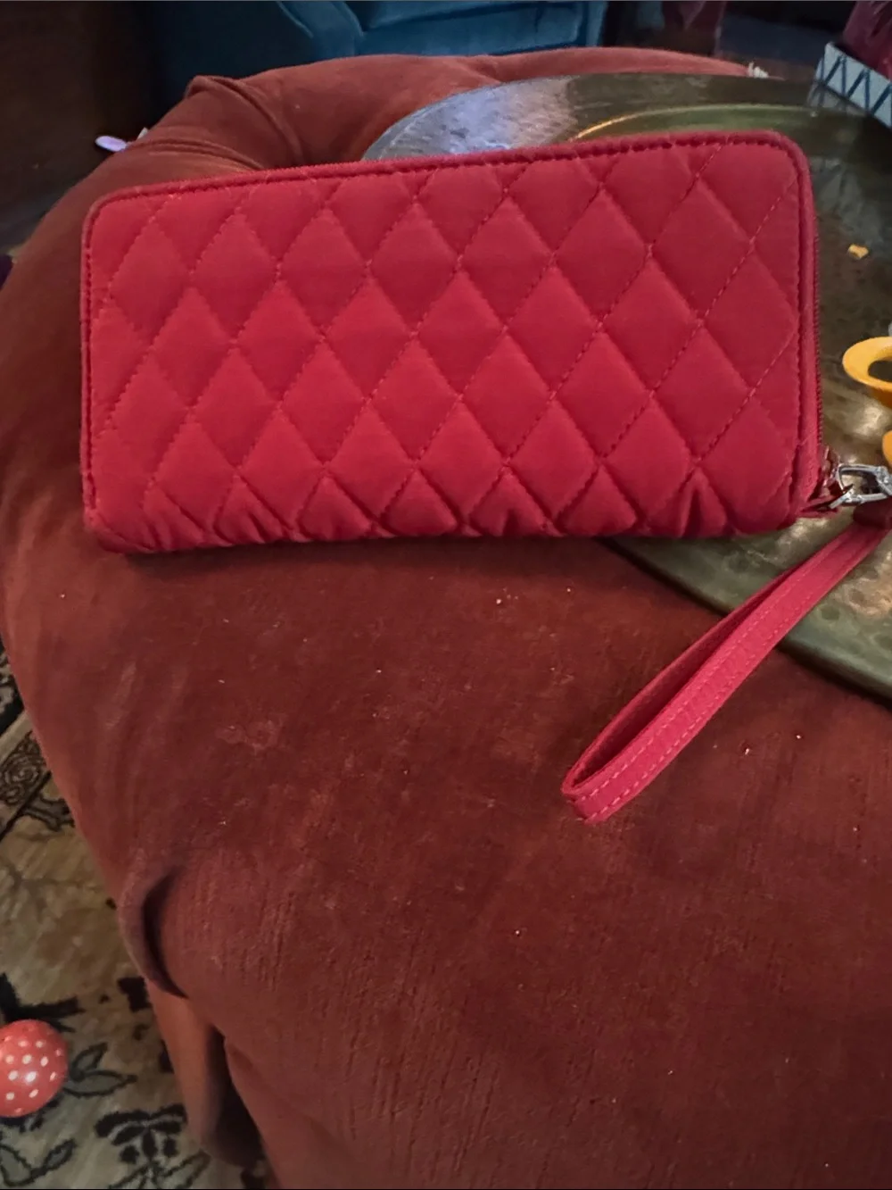 Vera Bradley Quilted Red Zip Wristlet - Picture 5 of 5